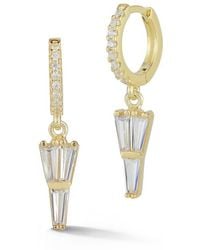 Glaze Jewelry - Cubic Zirconia Drop Huggie Hoop Earrings - Lyst