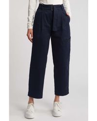 BOSS - Takane Belted High Waist Crop Pants - Lyst