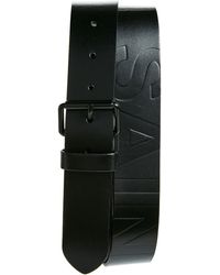 AllSaints - Oversize Embossed Logo Leather Belt - Lyst