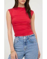Blu Pepper - Side Ruched Cap Sleeve Top - Lyst