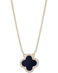 Adornia - Cubic Zirconia Halo Clover Pendant Necklace - Lyst