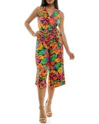 Nina Leonard - Surplice Culotte Crop Jumpsuit - Lyst