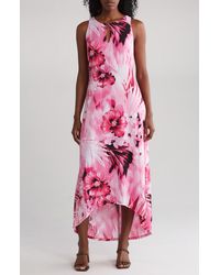 Connected Apparel - Floral High-low Maxi Dress - Lyst