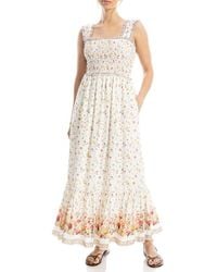 Max Studio - Wide Strap Smocked Maxi Dress - Lyst