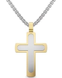 EDFORCE - Two Layer Cross Necklace - Lyst