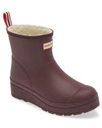 HUNTER - Play Short Faux Shearling Lined Waterproof Rain Boot - Lyst