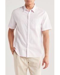 Vince - Classic Fit Short Sleeve Linen Blend Button-Up Shirt - Lyst