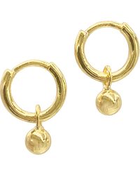 Adornia - 14k Gold Plated Ball Drop Huggie Hoop Earrings - Lyst
