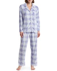 Anne Klein - Plaid Long Sleeve Shirt & Pants Two-piece Pajama Set - Lyst