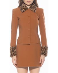 Alexia Admor - Fran Faux Fur Trim Twill Jacket - Lyst