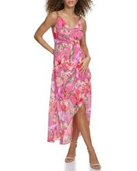 Siena Jewelry - Floral Long Sleeve Clip Dot Chiffon Midi Dress - Lyst