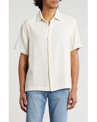 Cactus Man - Textured Stripe Short Sleeve Button-Up Shirt - Lyst