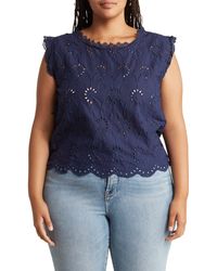 Forgotten Grace - Lace Trim Embroidered Eyelet Cotton Blouse - Lyst