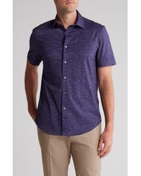 Bugatchi - Miles Ooohcotton Heathered Short Sleeve Button-Up Shirt - Lyst