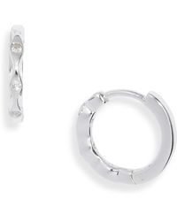 Argento Vivo Sterling Silver - Cubic Zirconia Huggie Earrings - Lyst
