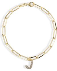 Meshmerise - Diamond Initial Charm Bracelet - Lyst