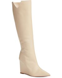 SCHUTZ SHOES - Asya Up Cut Wedge Pointed Toe Knee High Boot - Lyst