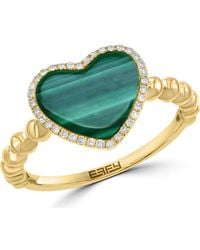 Effy - 14K, Malachite & Diamond Heart Ring - Lyst