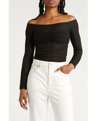Vici Collection - Vietta Off The Shoulder Ruched Long Sleeve Top - Lyst