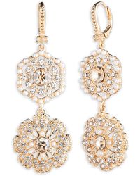 Marchesa - Crystal & Imitation Pearl Double Drop Earrings - Lyst