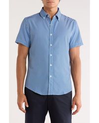 Denim and Flower - Geometric Print Short Sleeve Button-Down Shirt - Lyst