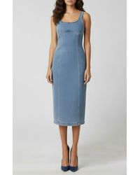 Bebe - The Slim Denim Midi Dress - Lyst