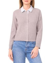 Halogen® - Stripe Collar Twofer Cardigan - Lyst