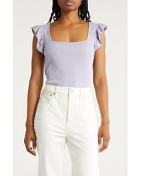Melrose and Market - Ruffle Sleeve Square Neck Top - Lyst