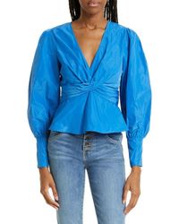 Veronica Beard - Seema Twist Front Taffeta Blouse - Lyst