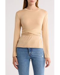 Go Couture - Tie Front Long Sleeve Knit Top - Lyst