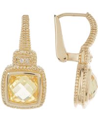 Judith Ripka - 18k Yellow Gold Clad Cushion Cut Stone Drop Earrings In Ca At Nordstrom Rack - Lyst