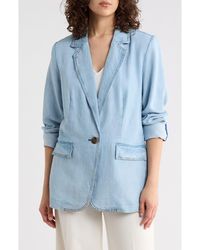 Tahari - Single Button Chambray Blazer - Lyst