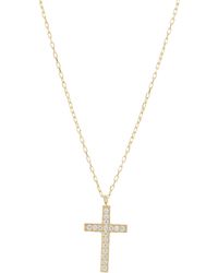 Argento Vivo Sterling Silver - Cz Cross Pendant Necklace - Lyst