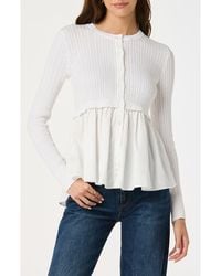 Astr - Mixed Media Peplum Top - Lyst
