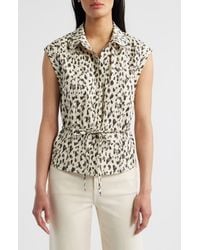 Wit & Wisdom - Animal Spot Cap Sleeve Cotton Peplum Top - Lyst