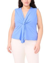 Halogen® - Twist Front Sleeveless Cotton Knit Top - Lyst
