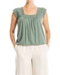 Max Studio - Open Stitch Square Neck Top - Lyst