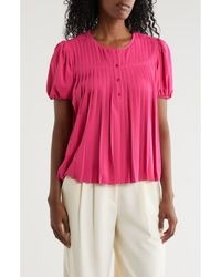 Nicole Miller - Round Neck Short Sleeve Top - Lyst
