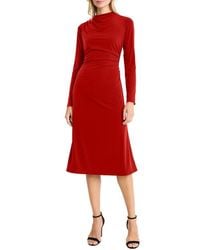 Maggy London - High Neck Long Sleeve Sheath Midi Dress - Lyst