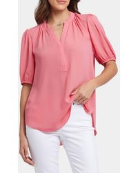 NYDJ - Puff Sleeve Popover Top - Lyst