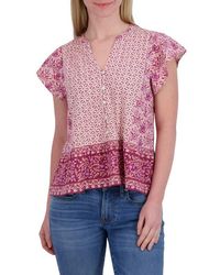 Lucky Brand - Mix Print Flutter Sleeve Top - Lyst