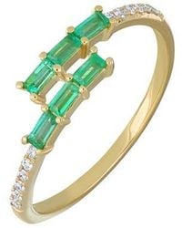Bony Levy - El Mar Emerald & Diamond Stackable Bypass Ring - Lyst