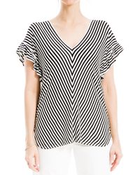 Max Studio - Stripe Flutter Sleeve T-shirt - Lyst
