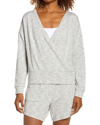 Zella Peaceful Wrap Pullover In Gray Light Heather At Nordstrom Rack