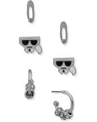 Karl Lagerfeld - Karl 3-piece Crystal & Enamel Stud Earrings - Lyst
