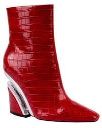 Ninety Union - Via Croc Embossed Block Heel Bootie - Lyst