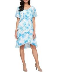 Sl Fashions - Floral Print Tiered Dress - Lyst