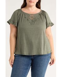 Max Studio - Embellished Yoke Flutter Sleeve Top - Lyst