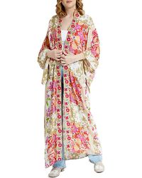 Saachi - Lacy Floral Print Cover-Up Kaftan - Lyst