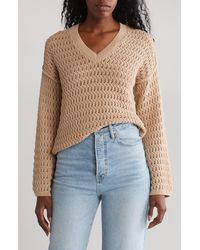 Design History - Open Stitch V-neck Sweater - Lyst